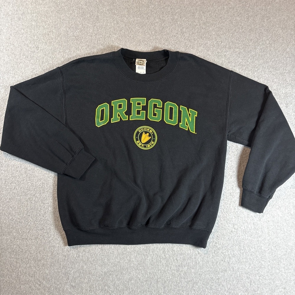 Campus Colors VTG Oregon Ducks Black Crewneck Sweater Womens Sz M